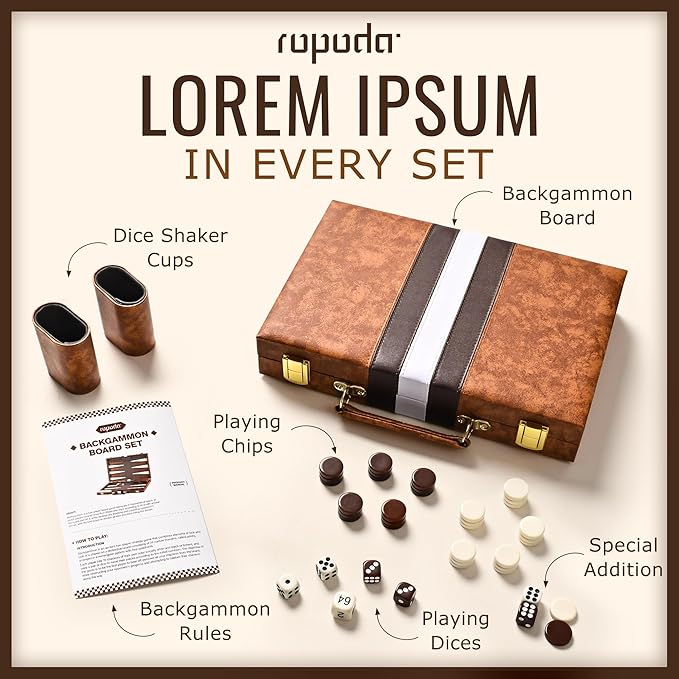 ropoda Backgammon Board Game Set (11 Inches) for Adults and Kids,Classic Board Strategy Game,Portable and Travel Backgammon Set with Premium Leather Case,Best Strategy & Tip Guid