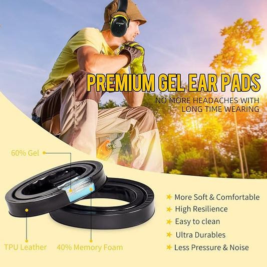 ZOHAN EM037 Bluetooth Hearing Protection,30dB SNR Noise Reduction Ear Protection with 1500mAh Rechargeable Battery,Headphones with 40H playtime for Mowing, Snowblowing, Construction,Workshops