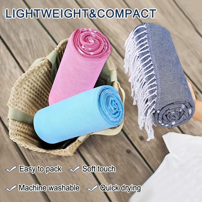 Beach Towel 2 Pack - Sand Free, Oversized 39 x 72, Turkish Quick Dry, Lightweight Pool Towels for Adults, Travel, Cool Essentials, Super Absorbent