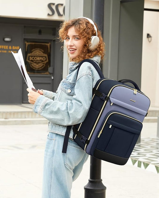 LOVEVOOK Travel Backpack for Women & Men - 17.3 Inch Carry On Backpack & Personal Item Backpack for Airlines, Spacious and Durable Design, with 3 Packing Cubes