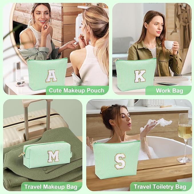 YOOLIFE Gifts for Girls Teen Girls - 2 Travel Makeup Bag | Initial Make Up Bag | Personalized Gifts for Women Friends | Skin Care Bag | Makeup Bag for Girls Teen Girls | Tween Girls Trendy Stuff A