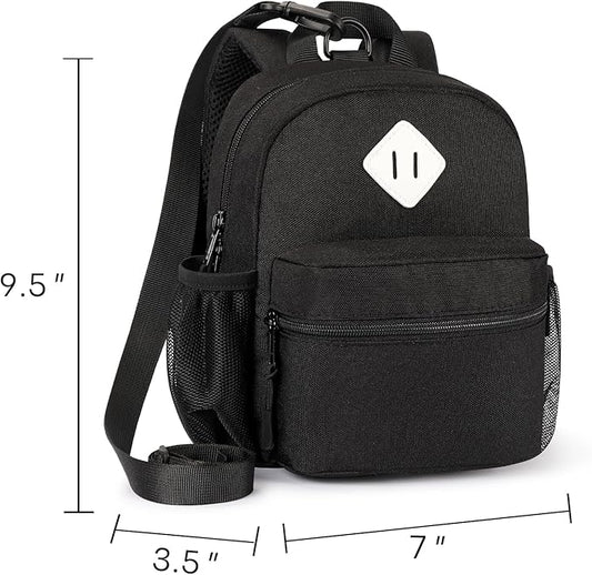 STEAMEDBUN Toddler Backpack Leash - Anti-Lost Harness Backpack for Boys Girls - 1-3 Years, Modern, Unisex, Black, 9.5" x 7" x 3.5", 5L, Polyester, Zipper, Solid, 4 Pockets, Machine Wash