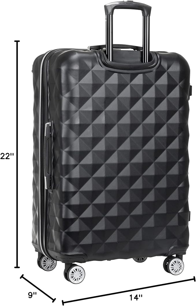 Kenneth Cole REACTION Diamond Tower Collection Lightweight Hardside Expandable 8-Wheel Spinner Travel Luggage, Black, 28-Inch Checked
