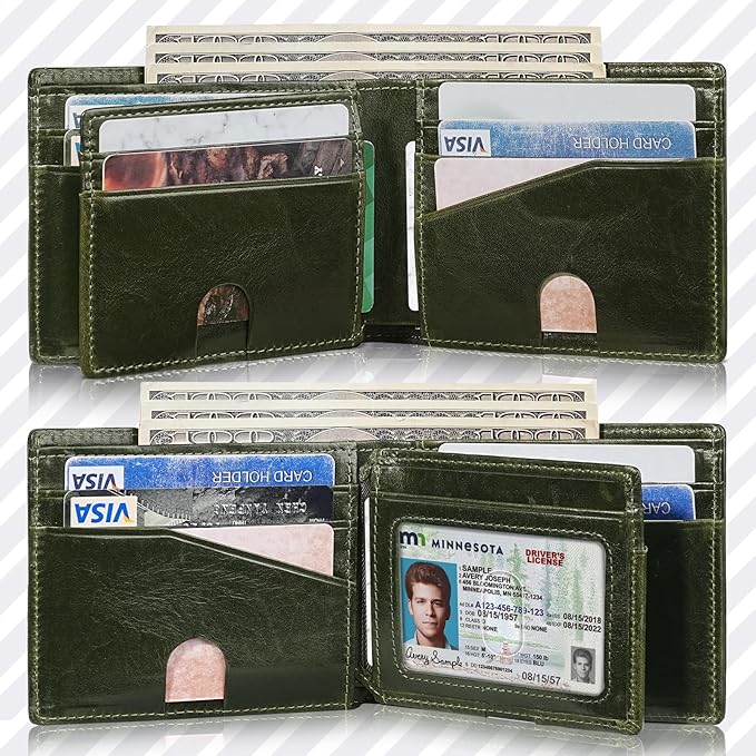 Artpaxy Mens Wallet Bifold Genuine Leather RFID Blocking Wallet for Men with 1 ID Windows 13 Card Holders 2 cash pockets 1 Gift Box