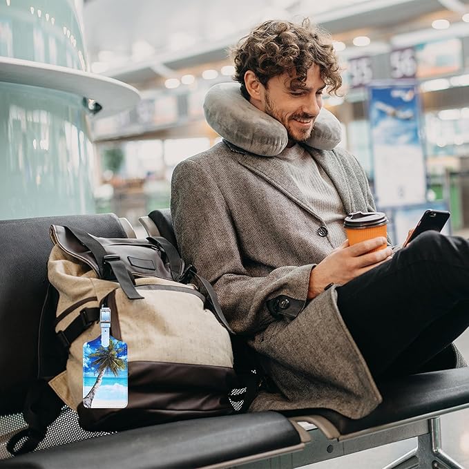 4 Pack Luggage Tag for Suitcases TSA Approved, Leather Suitcase Tags Identifiers, Cute Bag Name Travel Tags ID Labels for Women Men Cruise Airport Luggage Travel Essentials by Sodsay