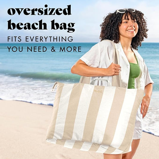 Fit & Fresh Large Beach Bag for Women - Extra Large Travel Tote With Pockets