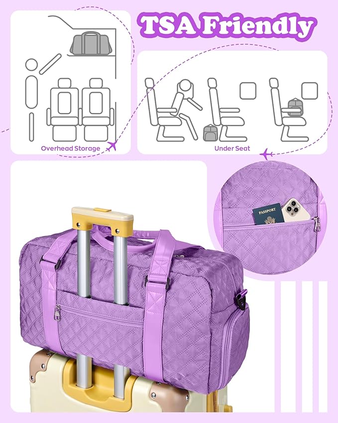 Elilier Initial Travel Duffle Bag Women Girls Gift: Personalized Weekender bags, Dance Cheer bag Sports for Girl, Kid Gymnastics Bags, Birthday Gifts for Women Girls Kids Teens Mom Teacher