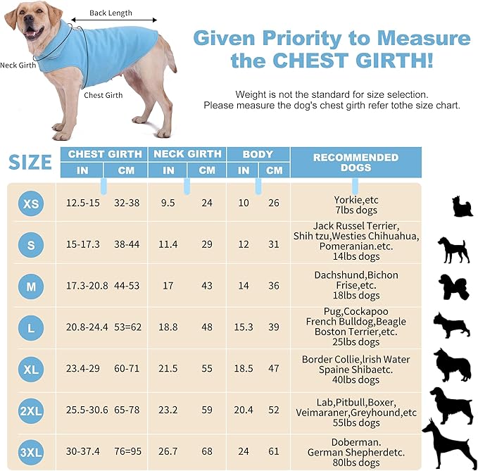 Fleece Dog Coat Pet Jacket Reflective for Cold Weather for Extra Large to Small Pets(Blue,S)