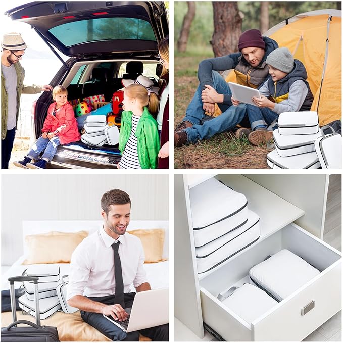 Gonex Compression Packing Cubes, 3pcs/4pcs Expandable Storage Travel Luggage Bags Organizers