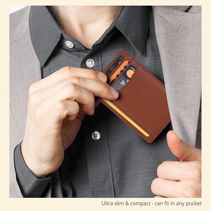 Oak Leathers Leather Slim Minimalist Wallet for Men & Women RFID Front Pocket Leather Card Holder Wallets