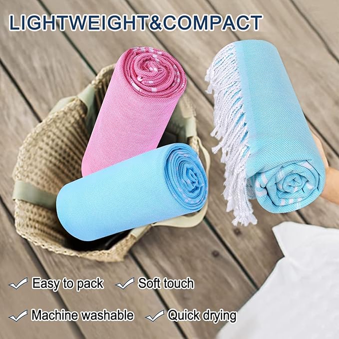 Beach Towel 2 Pack - Sand Free, Oversized 39 x 72, Turkish Quick Dry, Lightweight Pool Towels for Adults, Travel, Cool Beach Essentials, Super Absorbent