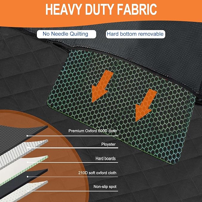 Back Seat Extender for Dogs, Dog Car Seat Cover with Hard Bottom for Backseat Protector, Large Space Dog Hammock with Mesh Window for Car SUV Truck