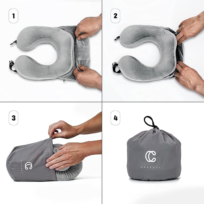 Hoodie Travel Pillow Memory Foam Neck Pillow Head Chin Support Airplane, Car, Office & Home Sleep Rest Traveling Pillow(Gray,M)