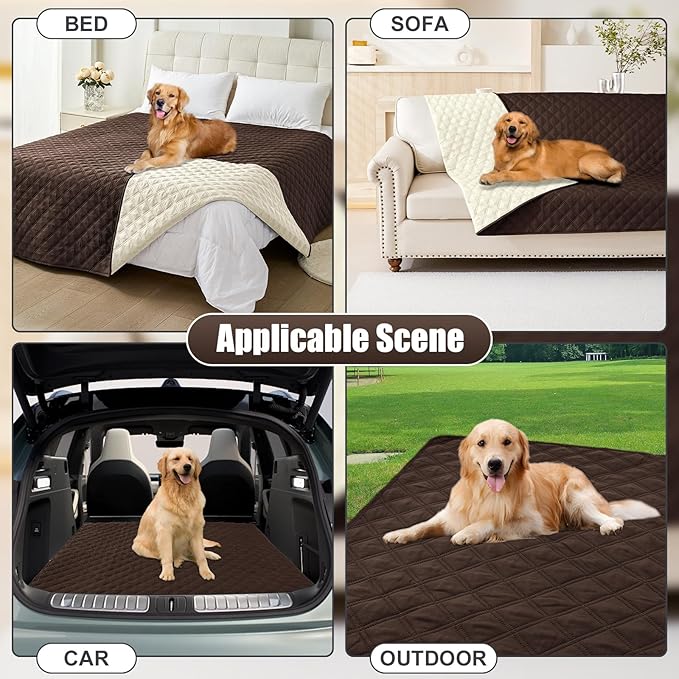 Smiry Waterproof Dog Bed Cover Pet Blanket, Soft Washable Dog Blanket for Furniture Bed Couch Sofa Reversible, Checkered (40"x90", Chocolate/Beige)