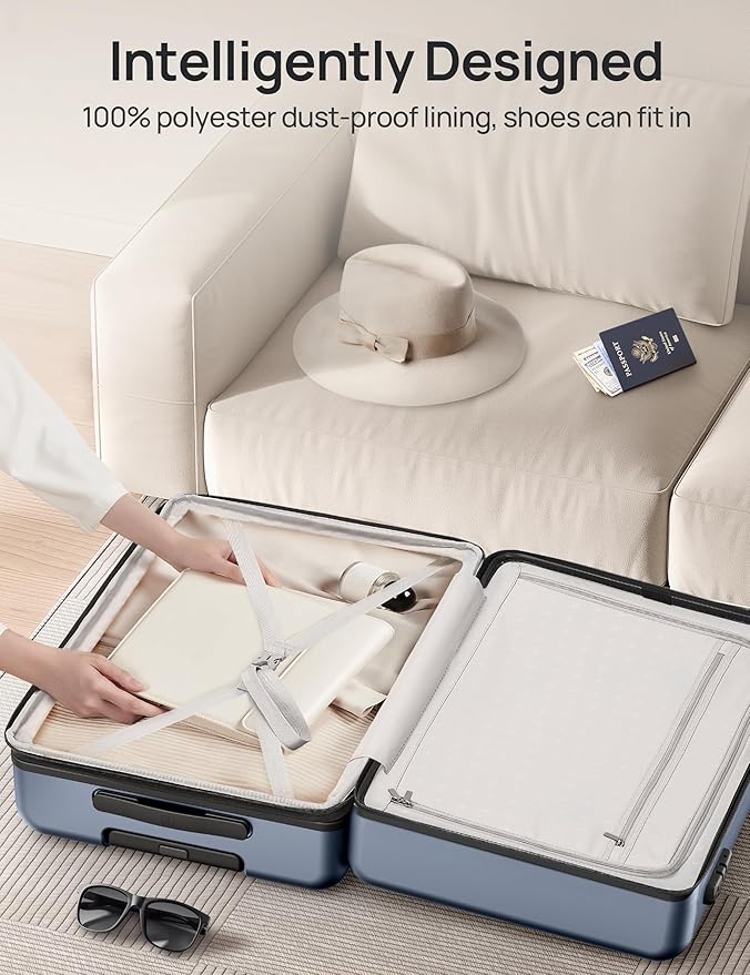 NINETYGO Luggage Sets 3 Piece, Carry On Luggage Airline Approved, Medium Large Checked Luggage with Spinner Wheels, Expandable, Hard Shell PC Suitcase Sets, TSA, 20in/24in/28in (Shadow, Rhine Max)