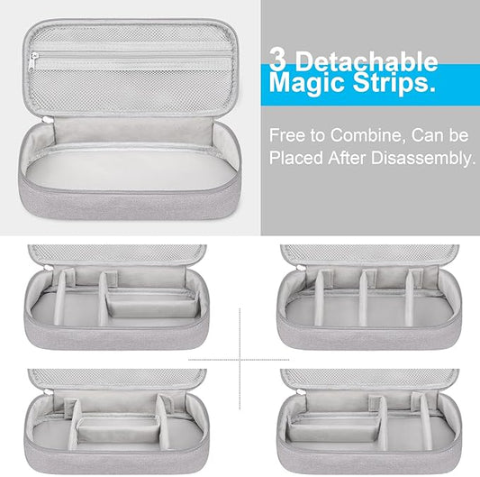 Lacdo Electronic Organizer Travel Cable Organizer Bag Pouch Tech Electronic Accessories Carry Case Portable Double Layers Charger Case for Cable, Cords, Charger, Earphone, Power Bank, Gray