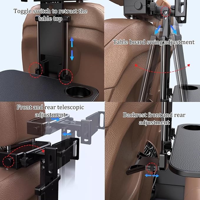 Small Car Travel Table Food Tray Multi Functional Car Backseat Tray Table,folding Car Desk for Laptop Passenger Seat Desk Car Laptop Holder for Working, Writing, Eating.(Brown)