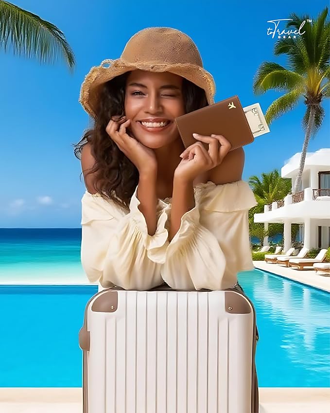 PU Leather Passport Holder Covers Case, Waterproof Rfid Blocking Travel Wallet Passport Holder(Espresso Brown)