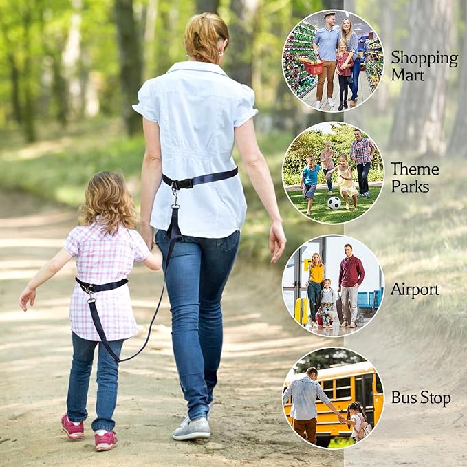 Secure Waist Leash Harness for Kids with Autism, Hands Free Walking Harness with Adjustable Tether and Handle, Keep Autistic Special Needs ADHD Children Safe and Close in Public, Child Elopement Leash