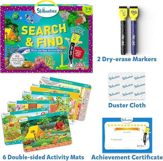 Skillmatics Search and Find Educational Game - Reusable Preschool Learning Activities, Perfect for Toddlers & Kids Who Love Toys, Art & Crafts, Builds Vocabulary, Gifts for Ages 3, 4, 5, 6
