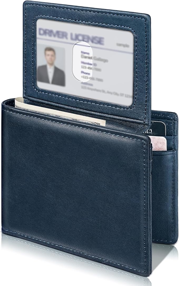 Artpaxy Mens Wallet Bifold Genuine Leather RFID Blocking Wallet for Men with 2 ID Windows 12 Card Holders 2 cash pockets 1 Gift Box