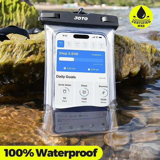 JOTO 2 Pack Universal Waterproof Phone Case for iPhone 17 Air 16 15 14 13 12 11 Plus Pro Max, IPX8 Cellphone Dry Bag XR X SE, Galaxy S23 S22 S21 S20+ S20 S10 Plus Note, Pixel up to 7" -Clear