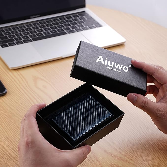 Aiuwo Airtag Wallet for Men,Mens Wallet Card Holder,Smart,Slim,Minimalist Wallet,Credit Cards Holder RFID Blocking Wallet (Airtag Wallet, Carbon Fiber)