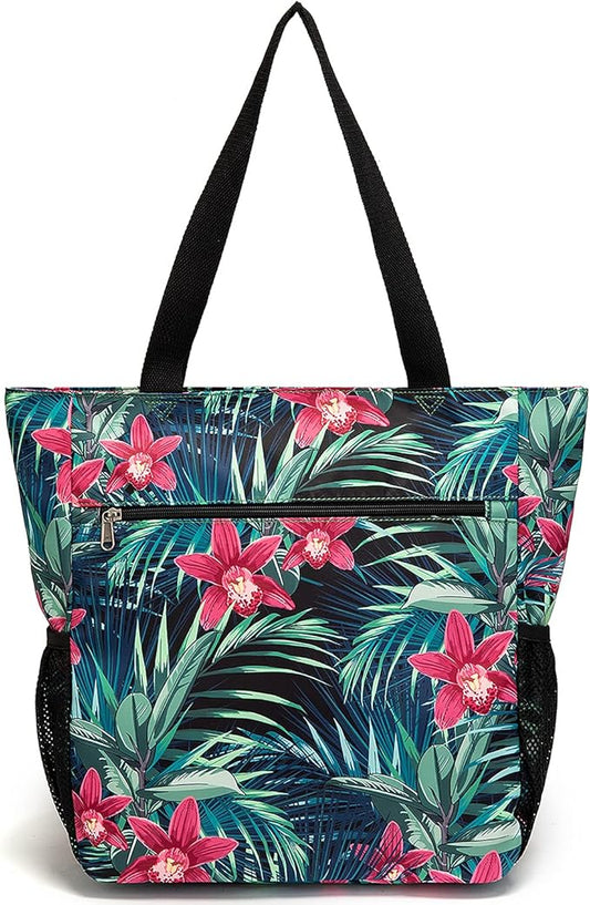 ETidy Large Capacity Foldable Tote Bag With Zipper Water-resistant SandproofWomen Beach Bag Handbag GymBag Travel ShoppingBag