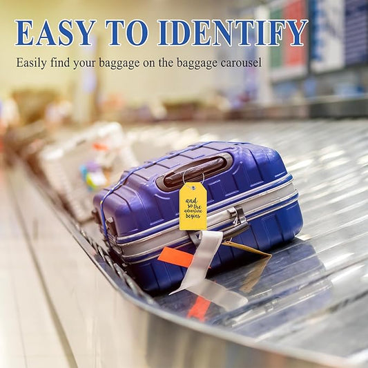 Luggage Tag & Initial Baggage Tags for Suitcases Leather Bag Tags for Backpacks Handbag School Instrument with Name ID Label Travel Essentials, Unique Fun Yellow Personalized Luggage Tags 2 Pack