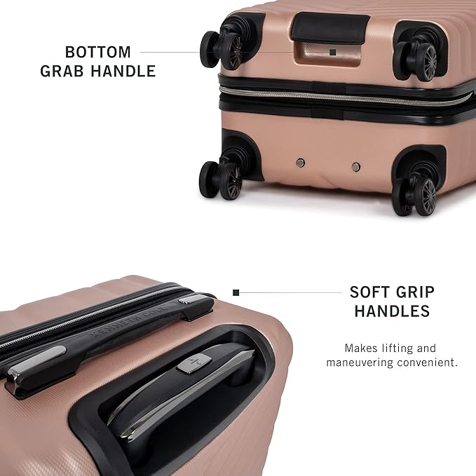 Kenneth Cole REACTION Madison Square Lightweight Hardside Chevron Expandable Spinner Luggage, Rose Gold, 28-Inch Checked