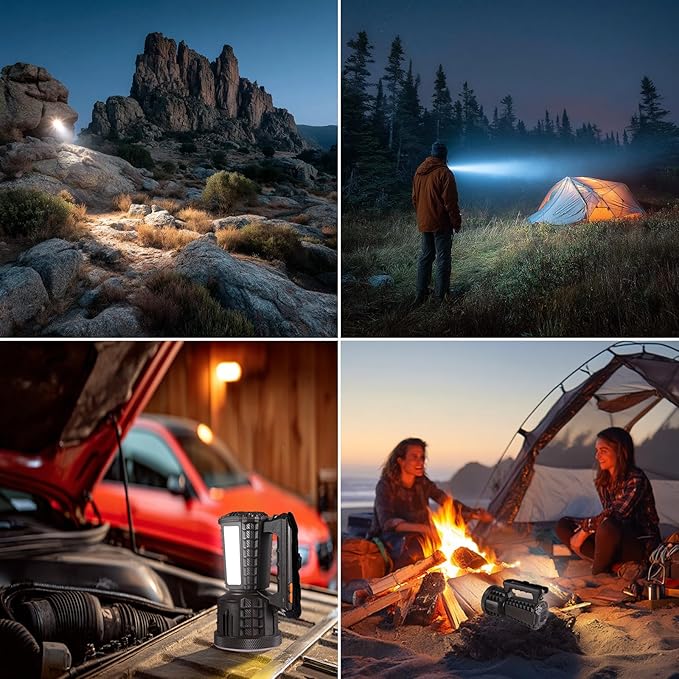 VAVOFO 2000LM Rechargeable LED Lantern, Camping Essentials Flashlight,Stepless Dimming, 10000mAh Power Bank, IP66 Waterproof, Long Running Spot Light for Hurricane, Power Outages, Hiking