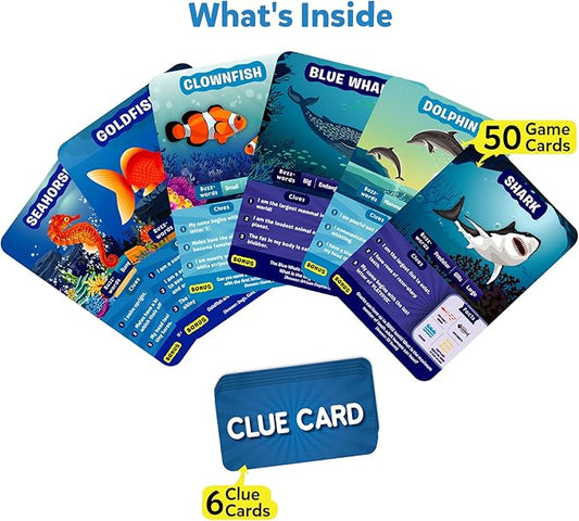 Skillmatics Guess in 10 Underwater Animals, Perfect for Boys, Girls, Kids, and Families Who Love Card Games, Toys, Board Games, Gifts for Ages 8, 9, 10 and Up