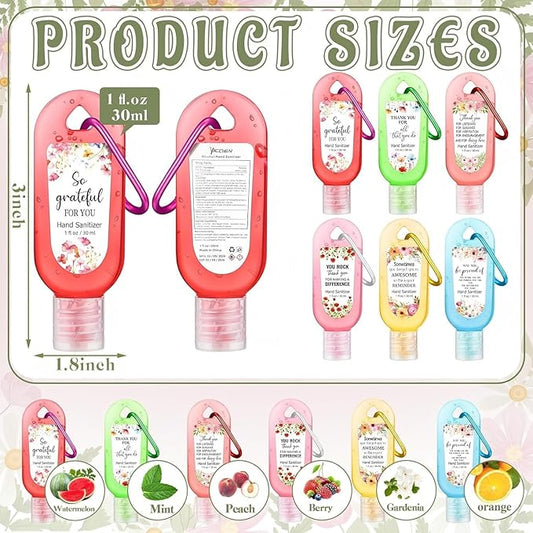 24 Pack Appreciation Hand Sanitizers Keychains Gifts Mini Thank You Hand Sanitizer Keychains Bulk Travel Size Appreciation Gift for Baby Shower Wedding Coworker Teacher Graduation Nurse Party