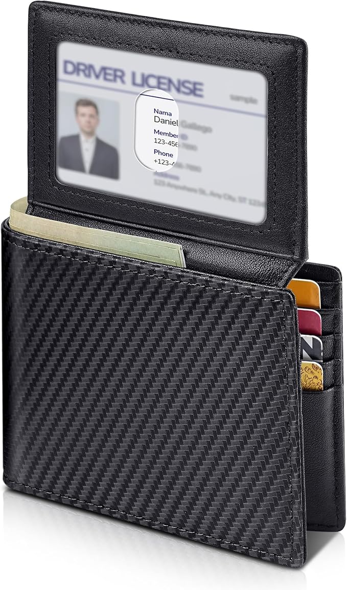Artpaxy Mens Wallet Bifold Genuine Leather RFID Blocking Wallet for Men with 2 ID Windows 11 Card Holders 2 cash pockets 1 Gift Box