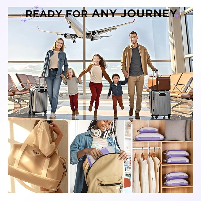 10 Set Compression Packing Cubes for Travel Essentials,Compressible Expandable Packing Cubes for Suitcase,OlarHike Luggage Organizer Bags for Travel,Handy Helper for Organizing Clothes(Light Purple)