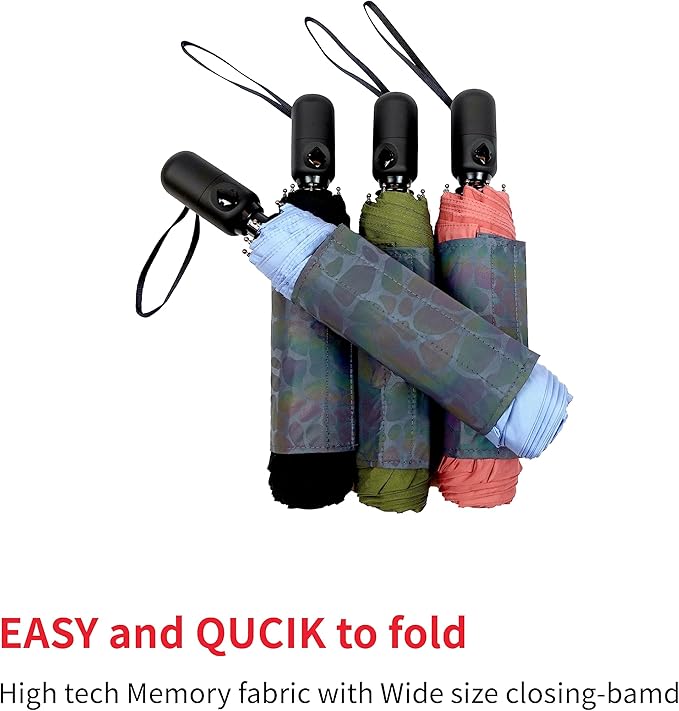 A.Brolly Umbrella - This Light Weight Travel Umbrella has a Strong Steel Shaft and 8 Ribs of Aluminum + Fiberglass construction for Added Flexibility Under the Wind - And it Looks Great!