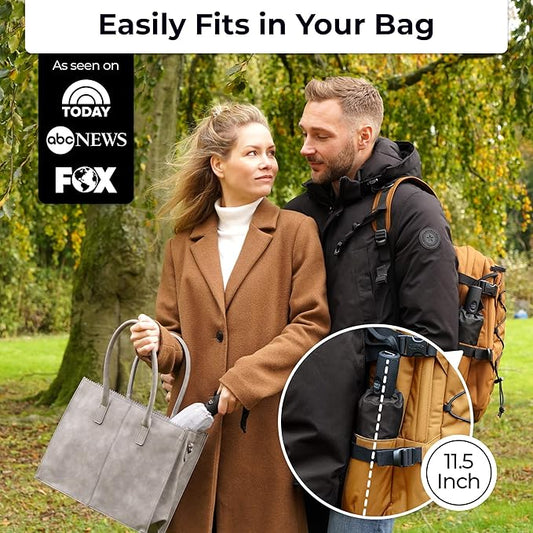 TUMELLA Strongest Windproof Travel Umbrella (Compact, Superior & Beautiful), Small Strong but Light Portable and Automatic Folding Rain Umbrella, Durable Premium Grip, Fits Car & Backpack