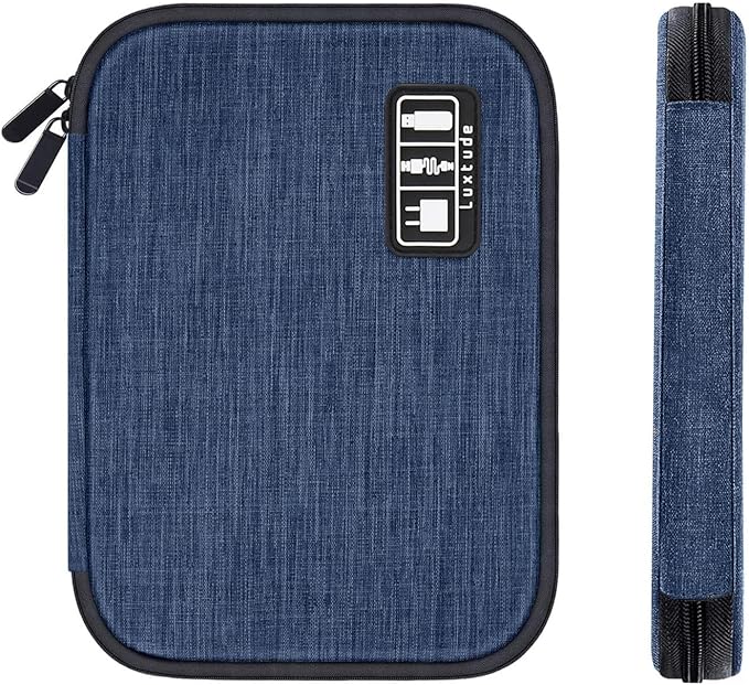 Luxtude Cord Organizer Bag, Travel Cable Organizer Bag, Electronic Organizer Travel Case for Chargers and Cords, Tech Bag & Charger Case, Flying Essentials for Electronics Items/USB, Dark Blue