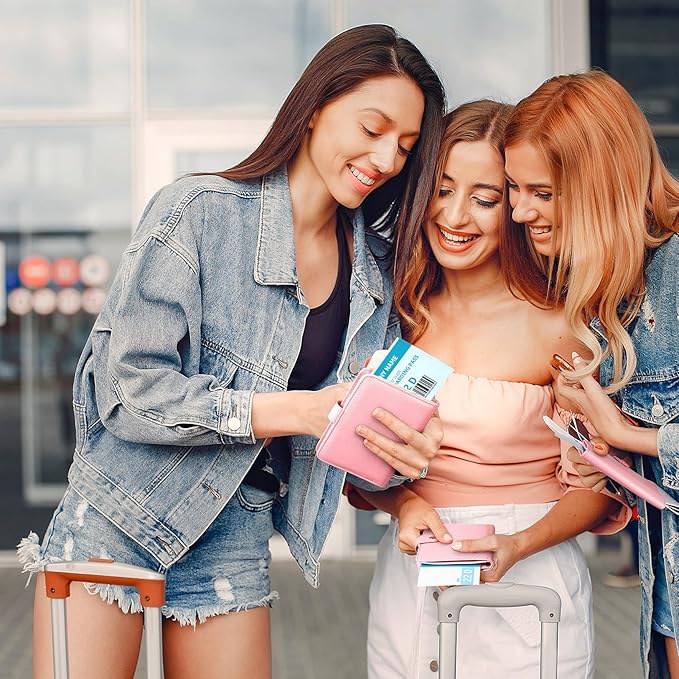 Forvencer Passport Holder with Money Pocket, RFID Blocking Passport Wallet Cover for Travel, Premium Card Case, Waterproof Travel Accessories for Women Men, Hot Pink