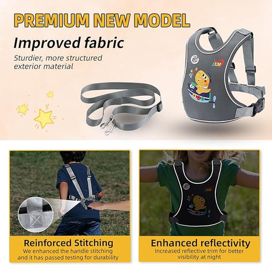 2025 New Safety Harness for Autism and Special Needs Child (3-6 yrs), Anti-Elopement Vest Harness with Light Reflector and Grab Handle for Active, Autistic ADHD Kids,Adjustable Tether Leash with Pouch