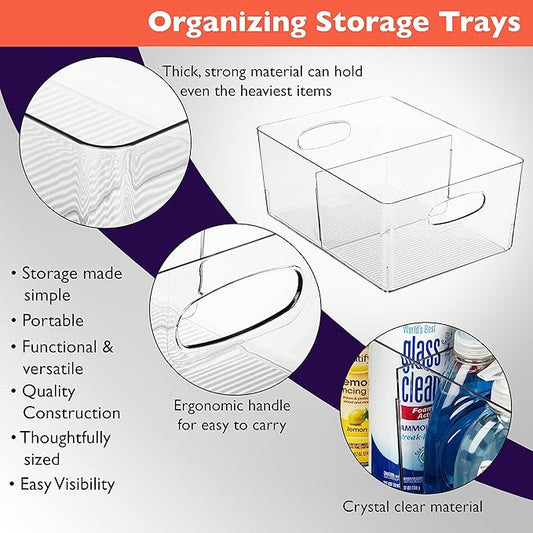 ClearSpace Plastic Storage Bins with Divider – Perfect Kitchen Organization or Pantry Storage – Fridge Organizer, Pantry Organization and Storage Bins, Cabinet Organizers