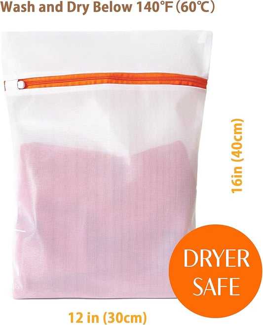 4 Pack Mesh Laundry Bags for Delicates 12inx16in (30cmx40cm), Dryer Safe, Breathable Fine Net, Sturdy Anti-Rust Zipper, Mesh Laundry Bags for Lingerie, Bra, Underwear, Sneakers, Socks, Laundry Club™
