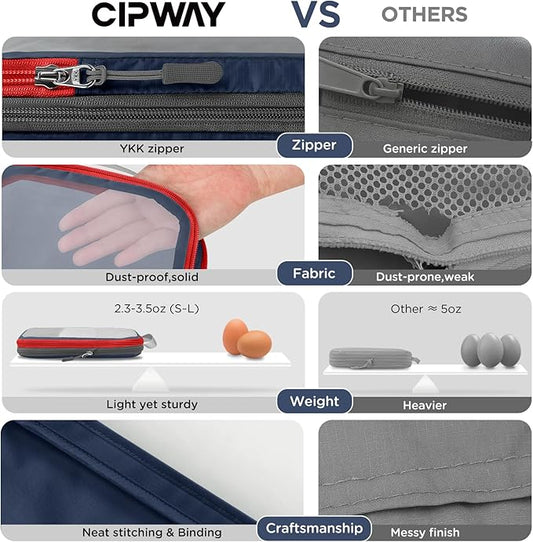 Cipway Compression Packing Cubes Mesh, Lightweight Luggage Organizer Bags with Laundry Bag,Toiletries Bag and Shoe Bag, Travel Essentials for Carry on Suitcase(8Pcs,Blue)