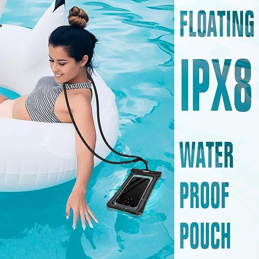 NEPHI IP68 Waterproof Phone Pouch -Up to 8.0",Adjustable Neck Lanyard Floating Waterproof Phone Case for iPhone,Phone Dry Bags for Vacation Beach Pool Travel Essentials (Assorted Colors 4 Pack)
