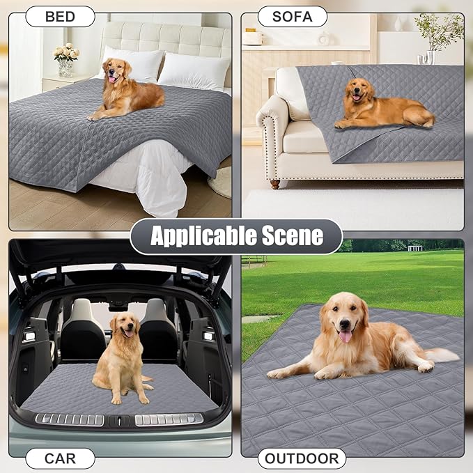 Smiry Waterproof Dog Bed Cover Pet Blanket, Soft Washable Dog Blanket for Furniture Bed Couch Sofa Reversible, Checkered (30"x53", Grey/Grey)