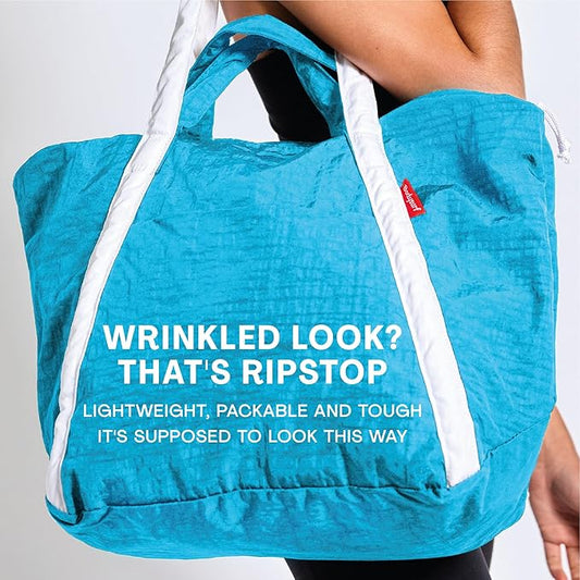 Bodysurf Beach Bags Waterproof Sandproof - Packable Foldable Nylon Zipper Tote Bag for Travel Lightweight, Pool, Boat, Cruise