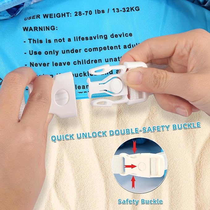 REALIKE Kids Swim Vest for Toddler Floaties Swimming Aids with Shoulder Harness Arm Wings for Children/Infant/Baby,Sea Beach/Pool/Lake, Suitable for 28-70lbs Boys/Girls