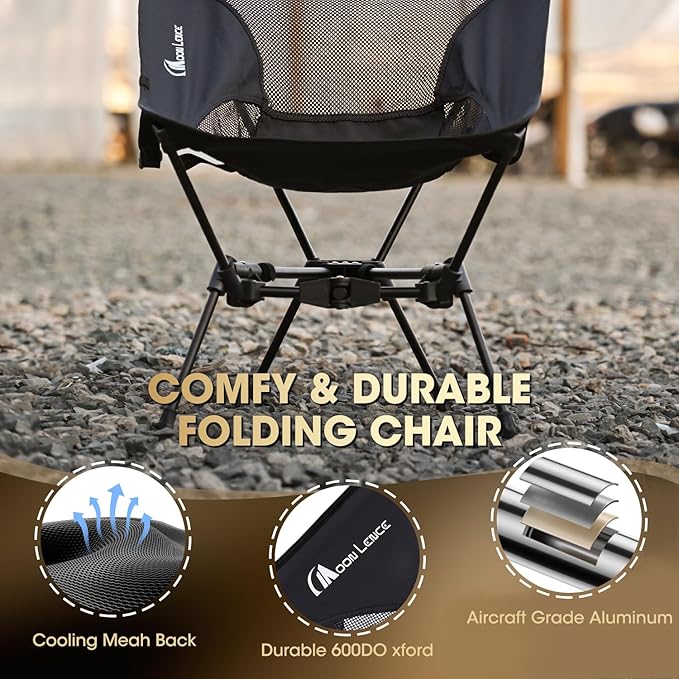 MOON LENCE Portable Camping Chair Backpacking Chair - The 4th Generation Ultralight Folding Chair - Compact, Lightweight Foldable Chairs for Hiking Mountaineering, Beach