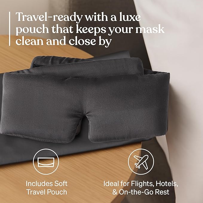 Baloo Silk Weighted Sleep Mask (Grey - 0.6 lb) | Light Blocking & Sound Muffling Eye Mask for Sleeping | Cool, Soft & Comforting