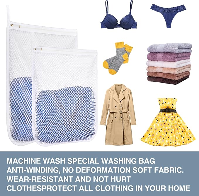 3 pcs Durable Honeycomb Mesh Laundry Bags for Delicates 3 Large (16" x 19")